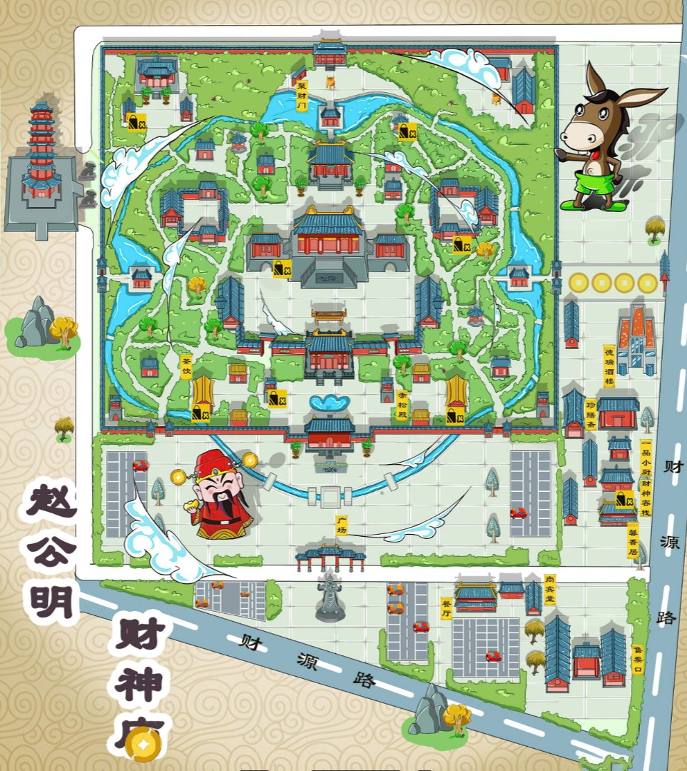 黄南寺庙类手绘地图